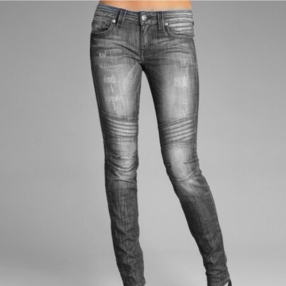 Vintage 1 skinny leg Moto jeans seen on Rihanna size 27/28 - Picture 4 of 5